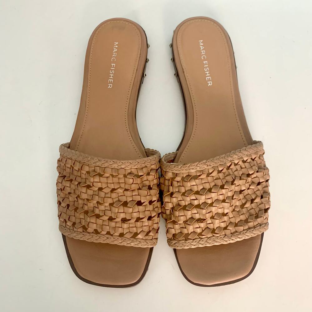 Marc Fisher Jeremy Tan Slide Sandals Size 8 - image 2